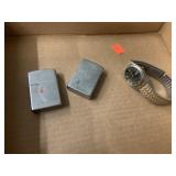 2 Lighters (1Zippo) & Btg Watch