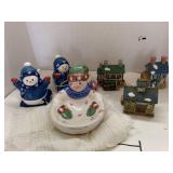 Lot Of Christmas Townhouses/Snowman Decor