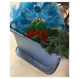 Tote w/Lid w/Misc Christmas Decor