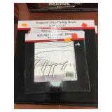 Qty 9 Glass Cutting Boards and Ceramic Trivet