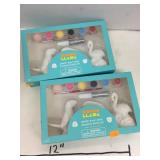 Qty 2 Mondo Llama Paint-Your-Own Ceramic Birds