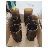 Lot of Brown Goblet Drinking Glasses