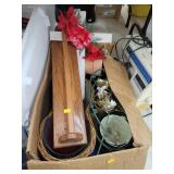 Box Lot of Planters & Wood Shelf