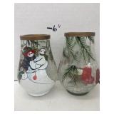 2 Christmas Candle Holders