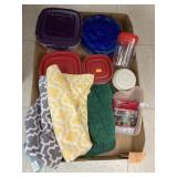 Lot Of Tupperware/Towels/Mini LED Lights
