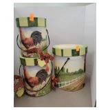 Lot of 3 Cardboard Canister Rooster Decor