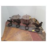 3 Cnt Metal Candle Holders/1 is Roosters