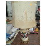 Vntg Hand Painted Lamp W/ Shade