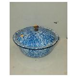 Enamel Bowl W/ Lid & Handles