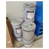 7- 5 Gallon Buckets of Paint & Contractor Coat