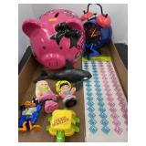 Mixed lot. Incl. large piggy bank. Spider-Man