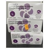 3 boxes patient exam gloves.  Size L.  100 / box.