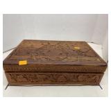 Carved Wood Box from India.  12x8x3in high.