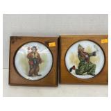 2 clown pcs.  Wall art. Glass inserts. 6.5in