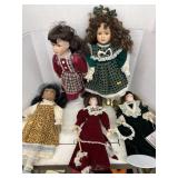 5 Porcelain Dolls.  2 from the Heritage Mint ltd.