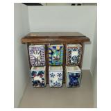 Small Wood Cabinet W/ Ceramic Drawers Approx  9 x