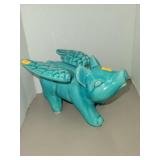 Blue Ceramic Flying Pig