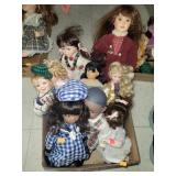 9 Cnt Porcelain Dolls