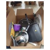 Box Lot of TFal Pans  & Misc