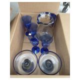 Box Lot of Blue Glass & Blue Accented Glass
