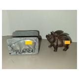 Metal Napkin Holder W/ Pig & Cast Iron Flying Pig