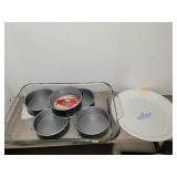 Pyrex Dish/5 Mini Springforms & Pie Pan