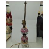 Heavy Glass Lamp W/ Blown Glass Flowers Inside