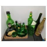 Lot of Green Glass & Bottles