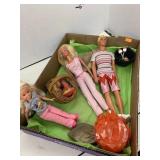 3 Barbie dolls, campfire scene