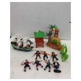 Toy pirates, ship, island, dragon, fort