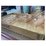 3 Cnt Pink Glassware/Bowl & 2 Candle/Potpourri o