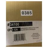 Organizer mobile file cart silver with 5 drawers