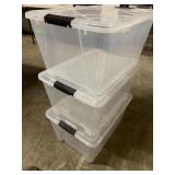 3 Clear Totes w/lids