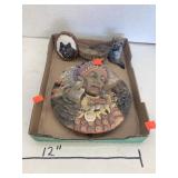 Native American Decor Piece W/ 2 Ct. Wolf Pieces,