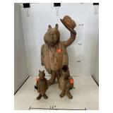 3 ct. - Vintage Wood Animal Figurines