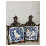 2 Ct. Vntg. Kitchen Duck/Chicken Decor