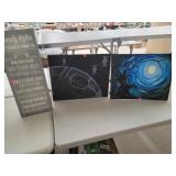 2 Cnt Painted Canvas Pictures & Family Rules