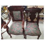 2 Vintage Upholstered Chairs W/ Wheels