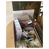 Box Of Misc Household Items/Vntg Canvas