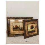 2 Ct Picture Frames W/Artwork Approx 1ft 8 in x 1