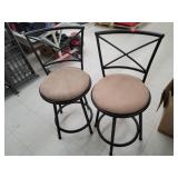 2 Swivel Metal W/Cloth Seat Bar Stools