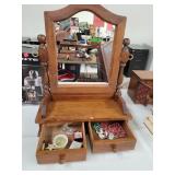 Dresser Top Mirror Stand W/ Drawers & Some