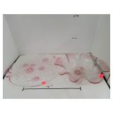 Rotella Pink & Clear Glass Bowl & Serving Platter