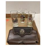 Flat Of 3 Ct Harley Davidson Shot Glasses and