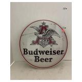 Vintage Budweiser Round Metal Sign Approx 16 I