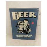 Vintage Beer Metal Sign Approx 12 x 15 Inches