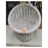 Small White Wicker Chair  Approx 22 Inches Tall