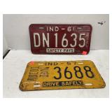 2 ct. - Vintage Indiana License Plates