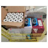 Cart Full of Folders/Receipt Rolls /Toliet Sest