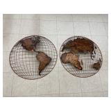 2-piece Metal Wall Decoration Globe